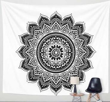 Printed Lotus Tapestry Bohemia Boho Mandala Tapestry Wall Hanging For Wall Decoration Hippie Tapestry Beach Towel Yoga Mat