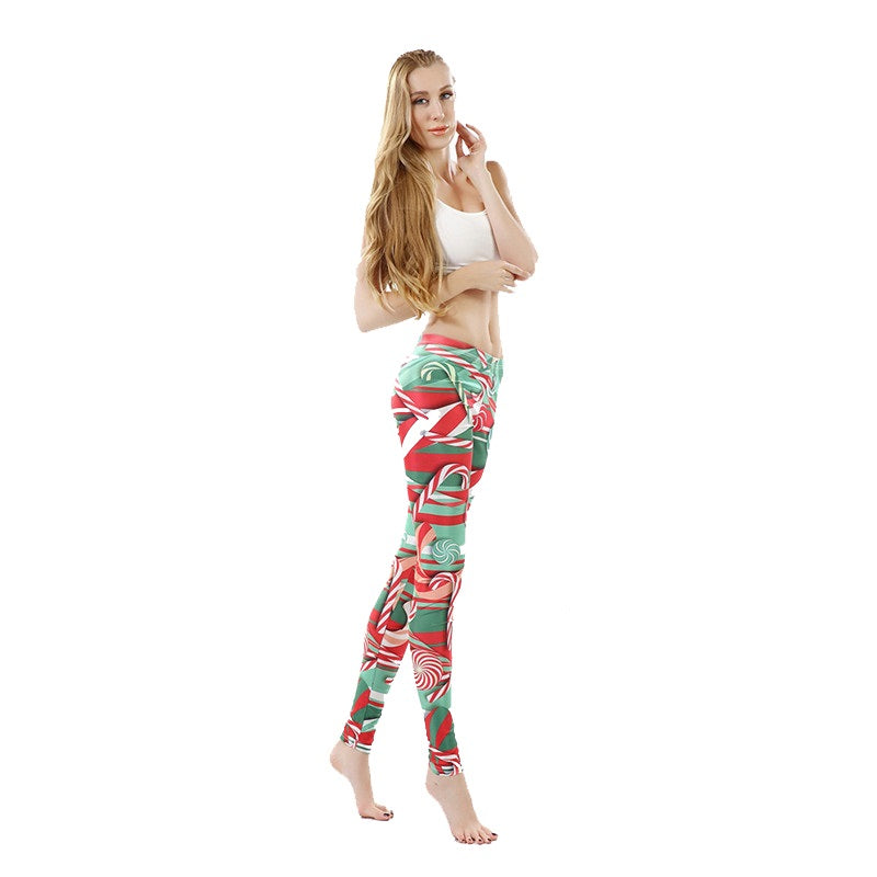 Christmas Legging Printed Woman Leggings Christmas Lollipops Leggins women pant