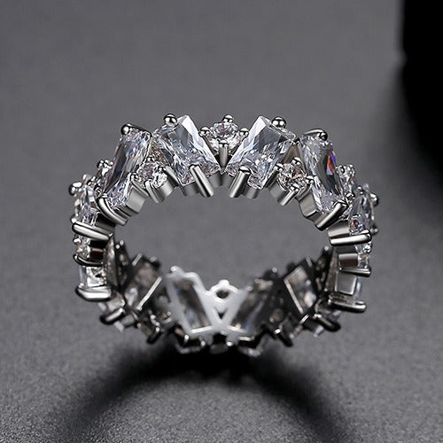 Diamond Geometry Zircon Ring, European and American Fashion Colored Zircon Rainbow Women's Ring Ring