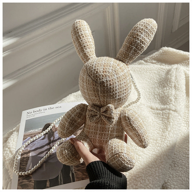 Net Red Cute Rabbit Doll Doll Bag Female New Trendy Cute Girl Pearl Chain Messenger Bag Coin Purse