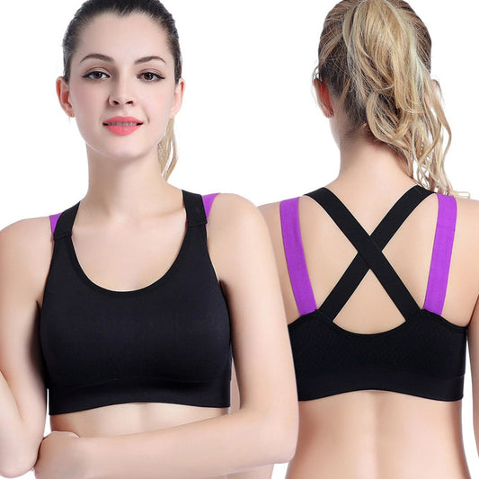 Sexy Sports Bra Top for Fitness Women Push Up Cross Straps Yoga Running Gym Femme Active Wear Padded Underwear Crop Tops