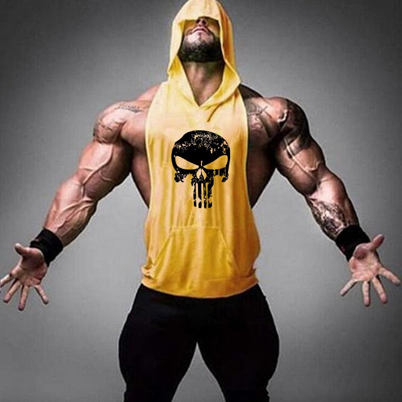 Skull Bodybuilding Stringer Tank Tops men Stringer Shirt Fitness Tank Top Men Gym sleeveless hoodies Cotton Vest