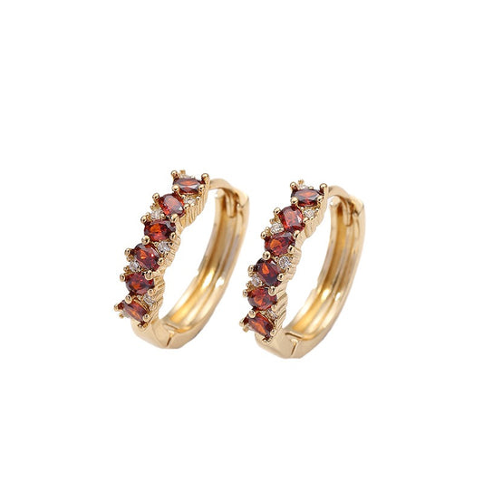 Versatile and fashionable micro inlaid colored zircon earrings