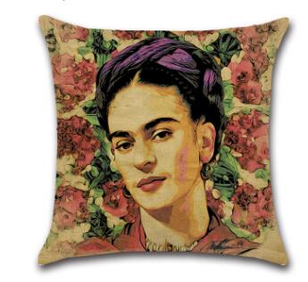 Hyha Frida Kahlo Polyester Cushion Cover Self-portrait 43X43cm Pillow Case Home Decorative Pillows Cover For Sofa Car Cojines