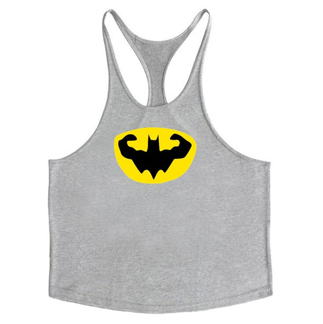 Fitness Batman Clothing Cotton Mens Y Back Tank Tops Bodybuilding Stringer 1cm shoulder strap gyms vest Sexy Workout Undershirt