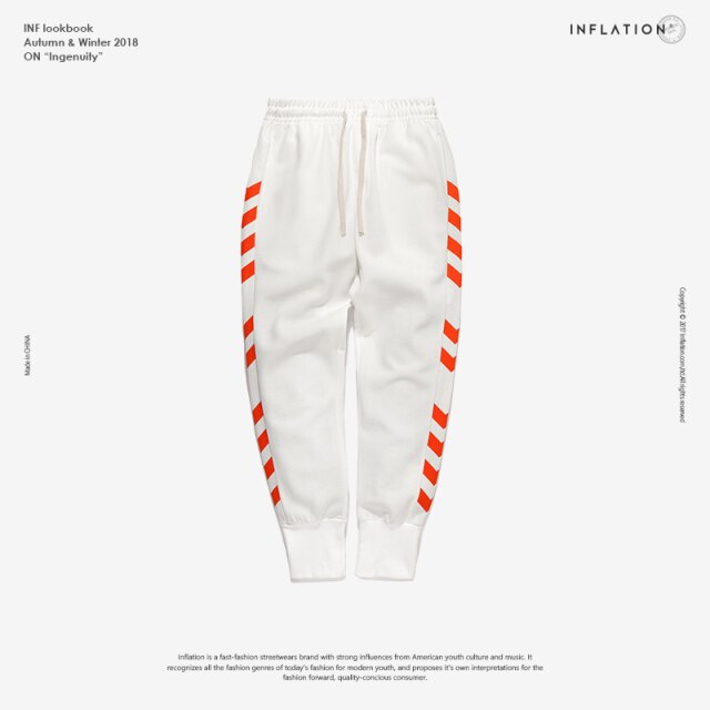 INFLATION  Sweatpants Side Traffic Lane Line Printed Male Streetwear Track Pants Trousers Casual Jogger Pants