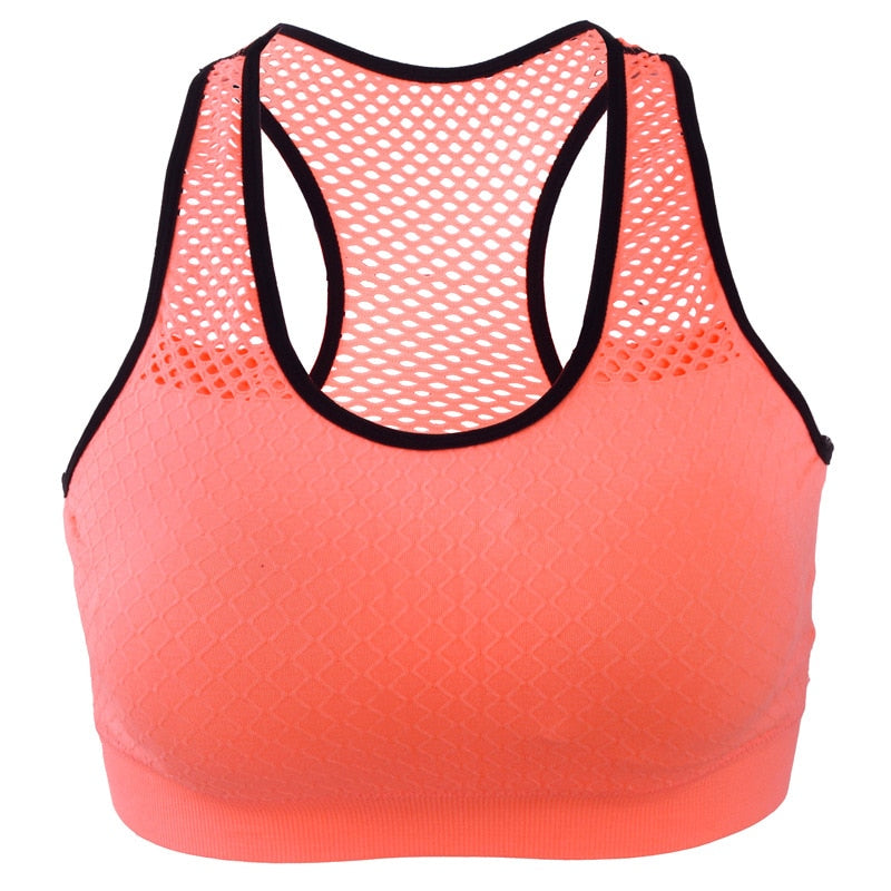 WANAYOU Breathable Sports Bra Women High Stretch Wire Free Padded Sports Top Seamless Fitness Vest Absorb Sweat Running Yoga Bra