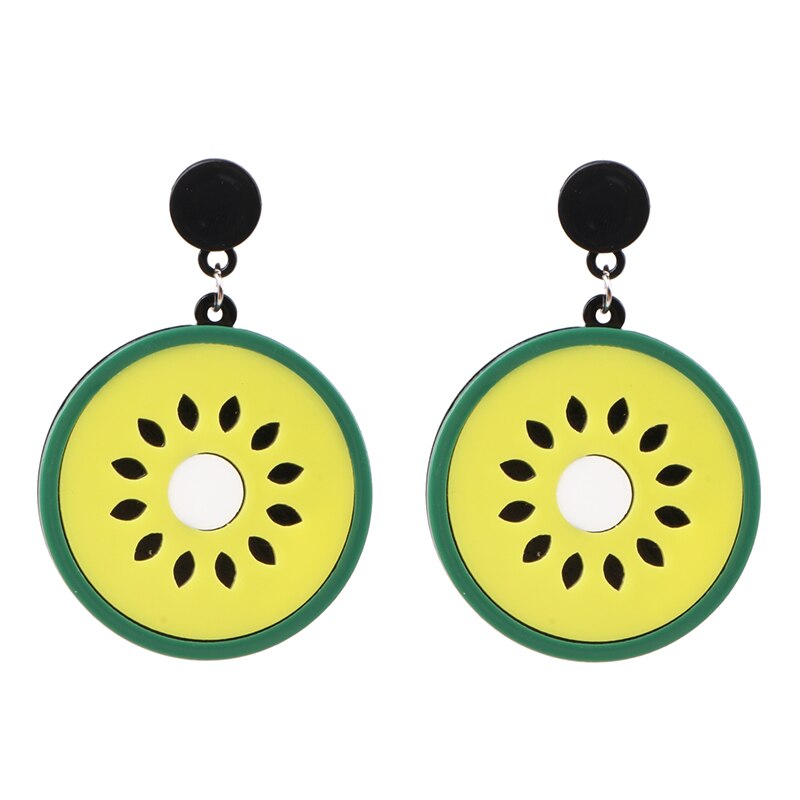 New Trendy Boho Fruit Round Dangle Earrings Handmade Lemon Watermelon Earring Female Wedding Party Summer Jewelry Trend