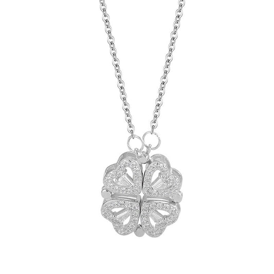 New Sterling Silver S925 Love Clover Necklace for Women, Two Wear Necklace, Fashionable Design