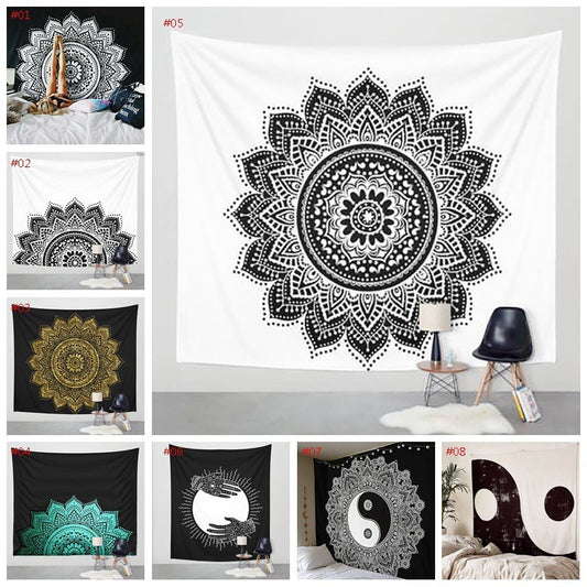 150*200cm  Mandala Tapestry Wall Hanging Witchcraft Hippie Beach Throw Rug Moon Travel Boho Bohemian Home Art Psychedelic Tapestries Decor