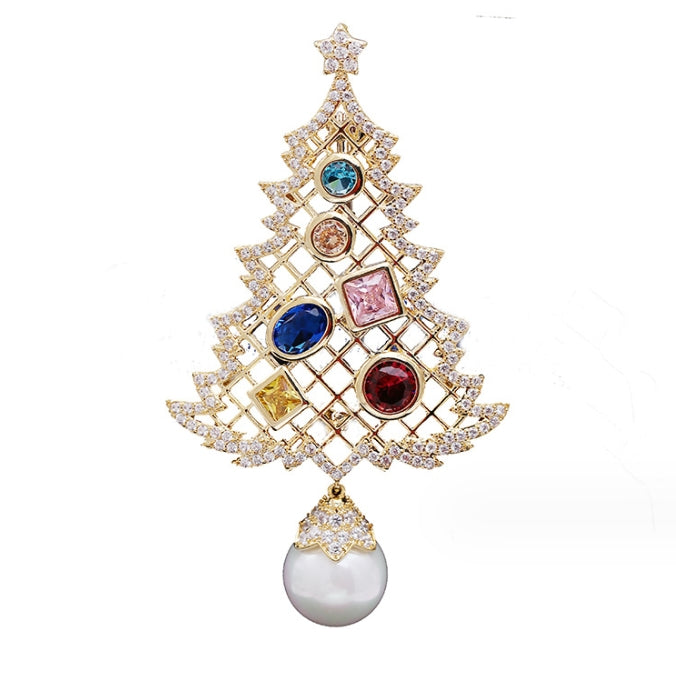 A dual purpose Christmas tree pine brooch brooch brooch accessory inlaid with bright stones