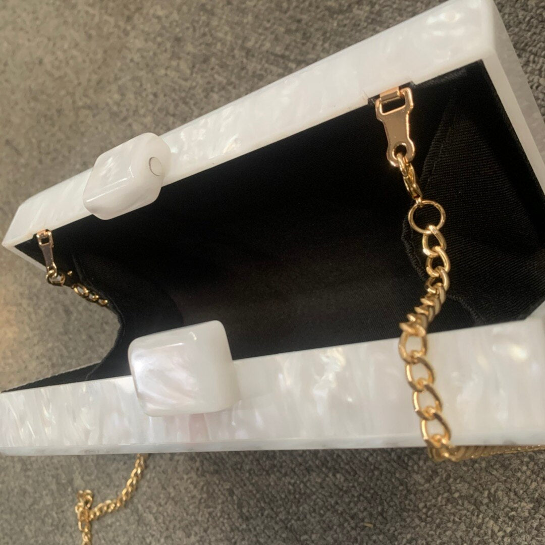 Mrs Letter Evening Bags For Women Bridal Clutches Bag White Marble Wedding Party Handbag Sequins Designer Chain Shoulder Handbag