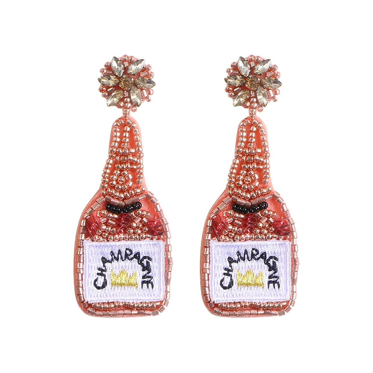 Popular earrings fashion personalized wine bottle earrings DIY handmade rice beads embroidery earrings