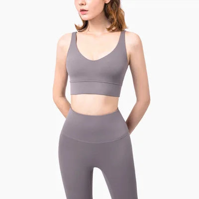 Mermaid Curve Women's Yoga sets  wide straps and deep V neckline Sports bra +High waist wide belt leggings Women's Pilates suit