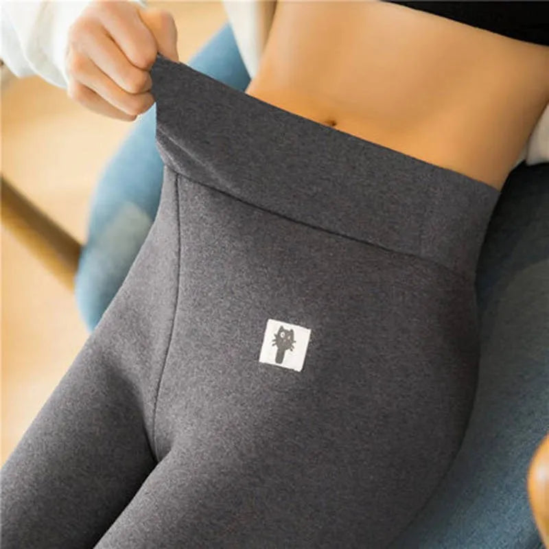 Women Warm Leggings Winter Velvet Pants Cold-resistant Keep Warm Fleece Legging Solid Color Legging Stretchy Comfortable