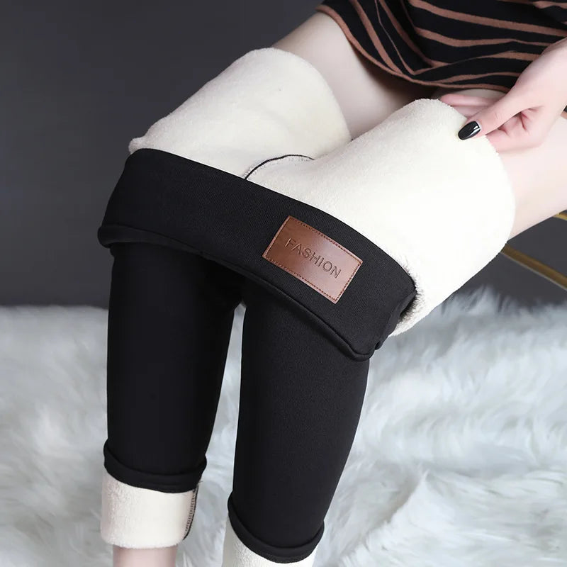 Women Warm Leggings Winter Velvet Pants Cold-resistant Keep Warm Fleece Legging Solid Color Legging Stretchy Comfortable