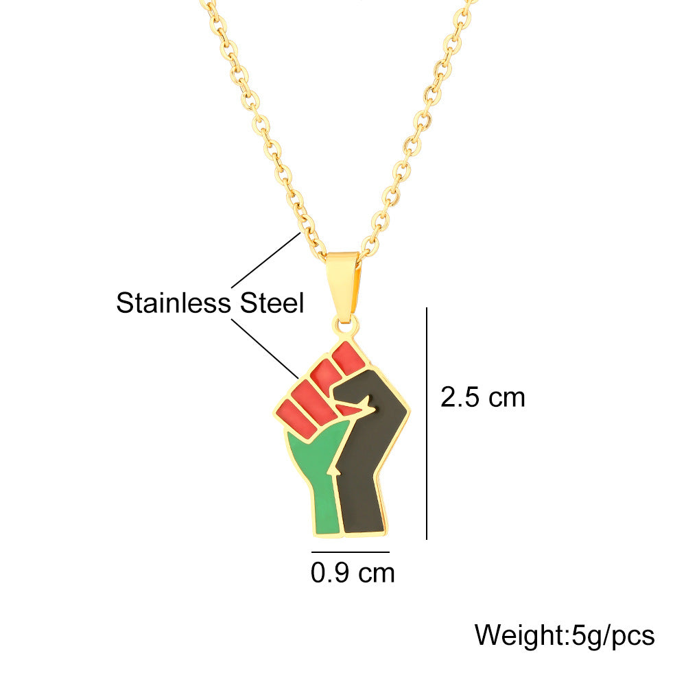 African Fist Symbol Titanium Steel Pendant Necklace